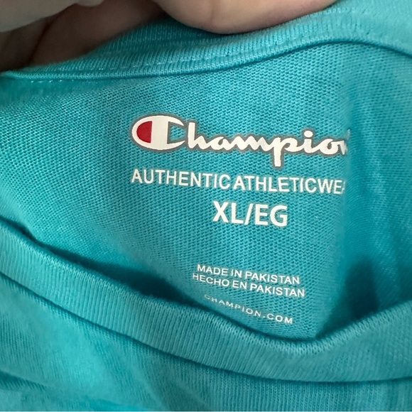 Champion Authentic Athleticwear Short Sleeve T-Shirt in Aqua Excursion Sz XL GUC - Picture 5 of 9